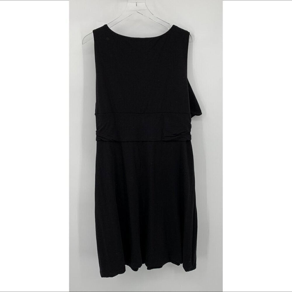 Lands End shift dress black knit stretch sleeveless fit flare surplice 2X 20W - Picture 3 of 4